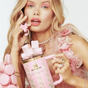 New Love Shack Fancy Stanley Pink and Green Floral Tumbler Set